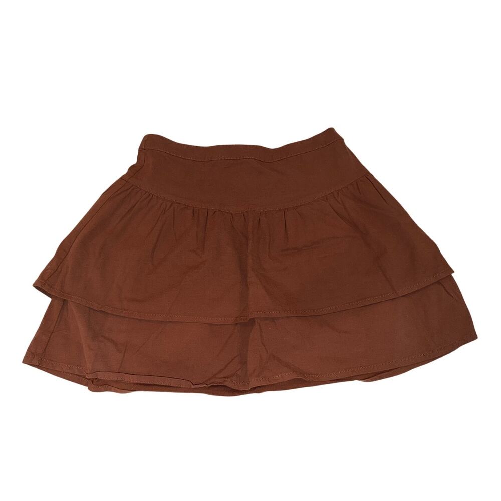 Social Tourist Ruffle Mini Skirt Brown